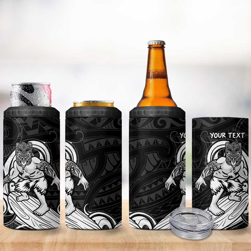 Personalised New Zealand Surfing 4 in 1 Can Cooler Tumbler Aotearoa Maori Tiki Haka LT14