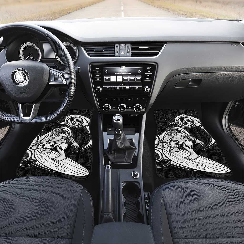 Personalised New Zealand Surfing Car Mats Aotearoa Maori Tiki Haka LT14 Set 2pcs - Front Black - Polynesian Pride