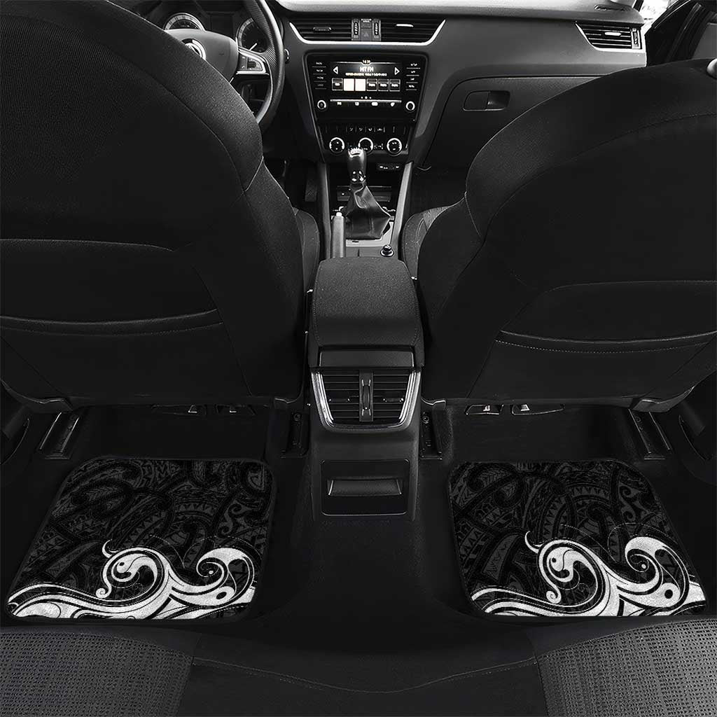 Personalised New Zealand Surfing Car Mats Aotearoa Maori Tiki Haka LT14 Set 2pcs - Back Black - Polynesian Pride
