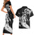 Personalised New Zealand Surfing Couples Matching Short Sleeve Bodycon Dress and Hawaiian Shirt Aotearoa Maori Tiki Haka