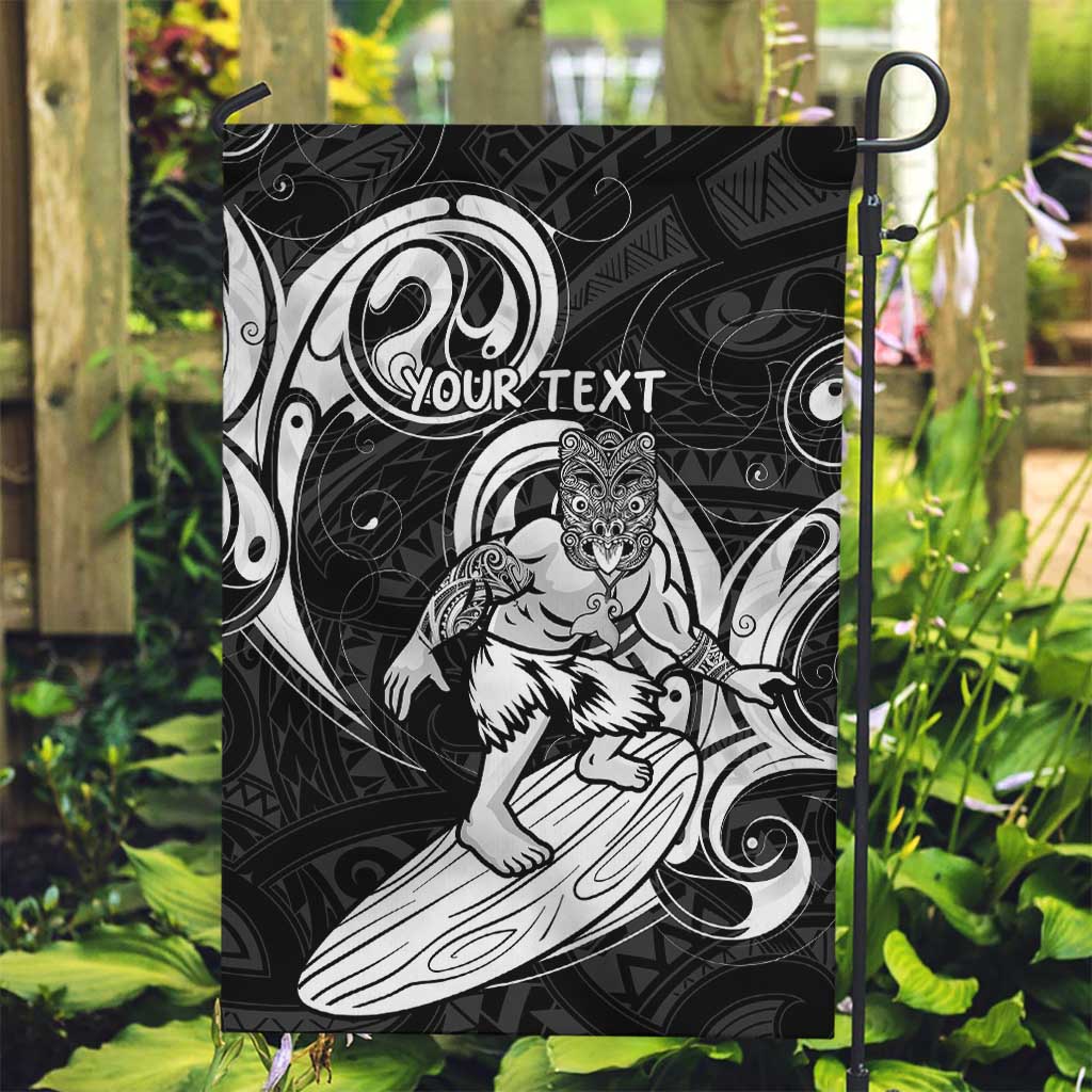 Personalised New Zealand Surfing Garden Flag Aotearoa Maori Tiki Haka LT14 Garden Flag Black - Polynesian Pride