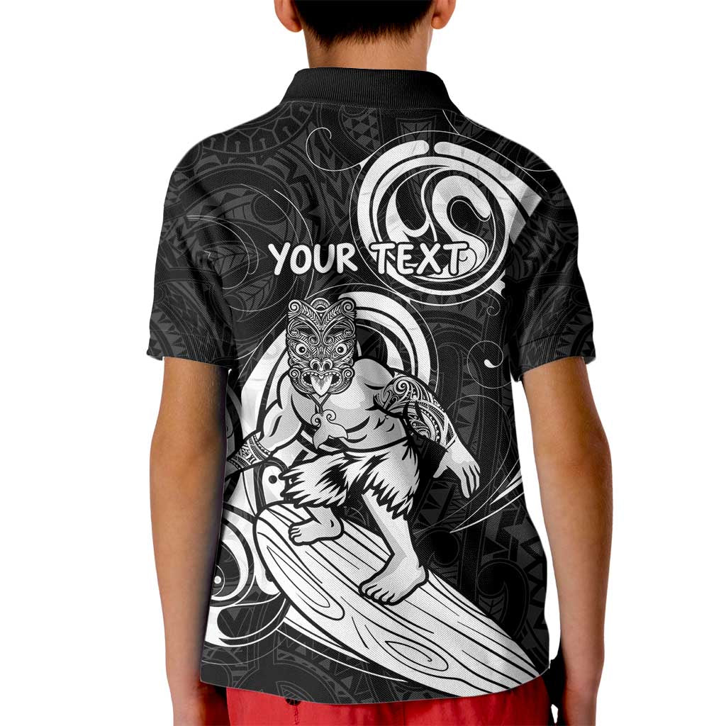 Personalised New Zealand Surfing Kid Polo Shirt Aotearoa Maori Tiki Haka