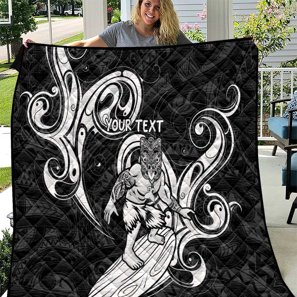 Personalised New Zealand Surfing Quilt Aotearoa Maori Tiki Haka