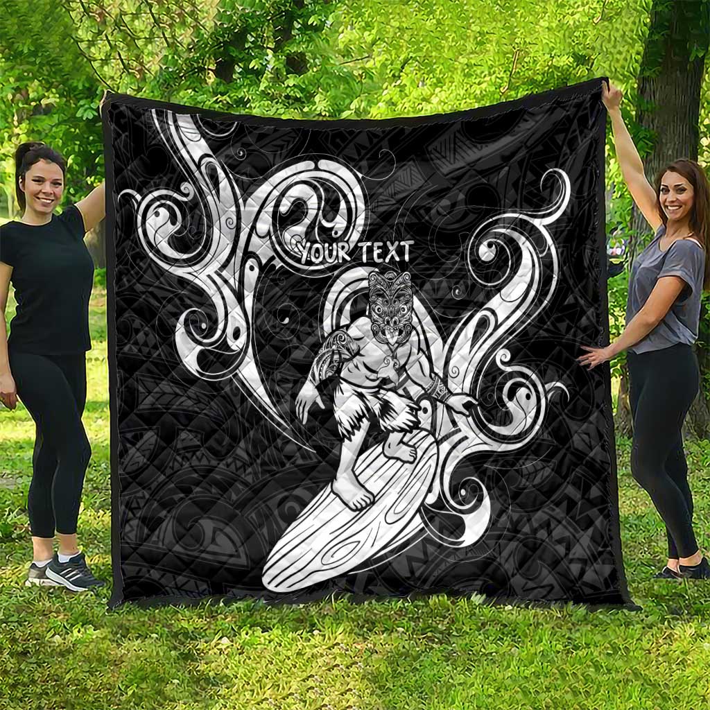 Personalised New Zealand Surfing Quilt Aotearoa Maori Tiki Haka