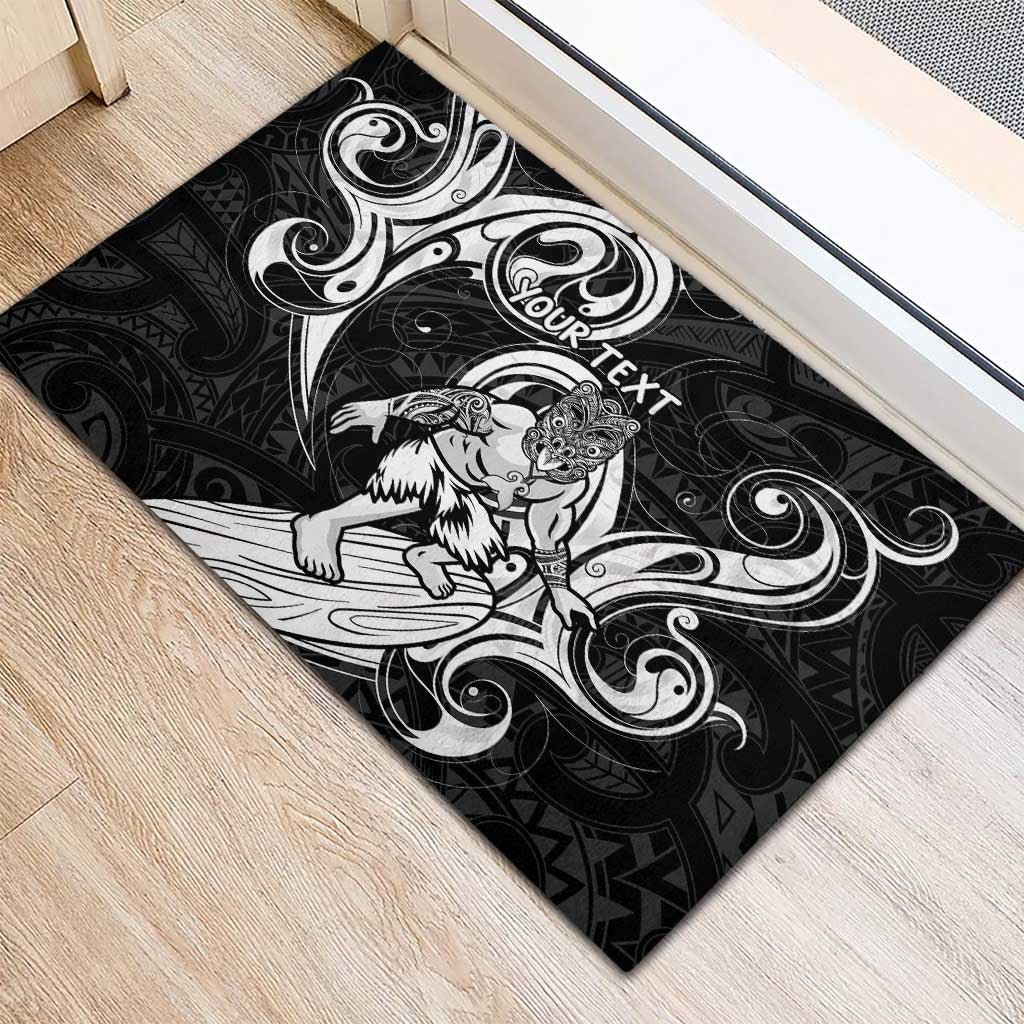 Personalised New Zealand Surfing Rubber Doormat Aotearoa Maori Tiki Haka LT14 - Polynesian Pride
