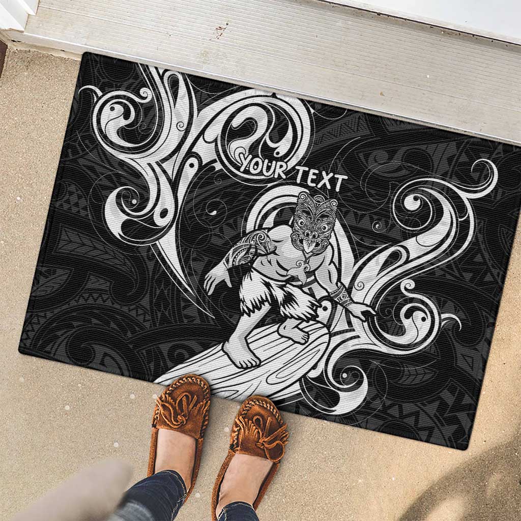 Personalised New Zealand Surfing Rubber Doormat Aotearoa Maori Tiki Haka LT14 - Polynesian Pride