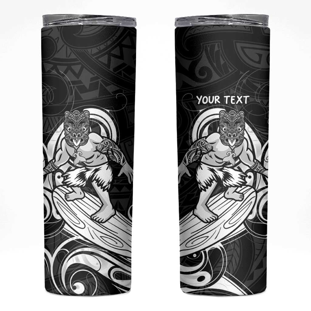 Personalised New Zealand Surfing Skinny Tumbler Aotearoa Maori Tiki Haka LT14