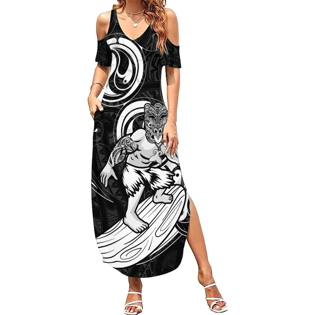 Personalised New Zealand Surfing Summer Maxi Dress Aotearoa Maori Tiki Haka