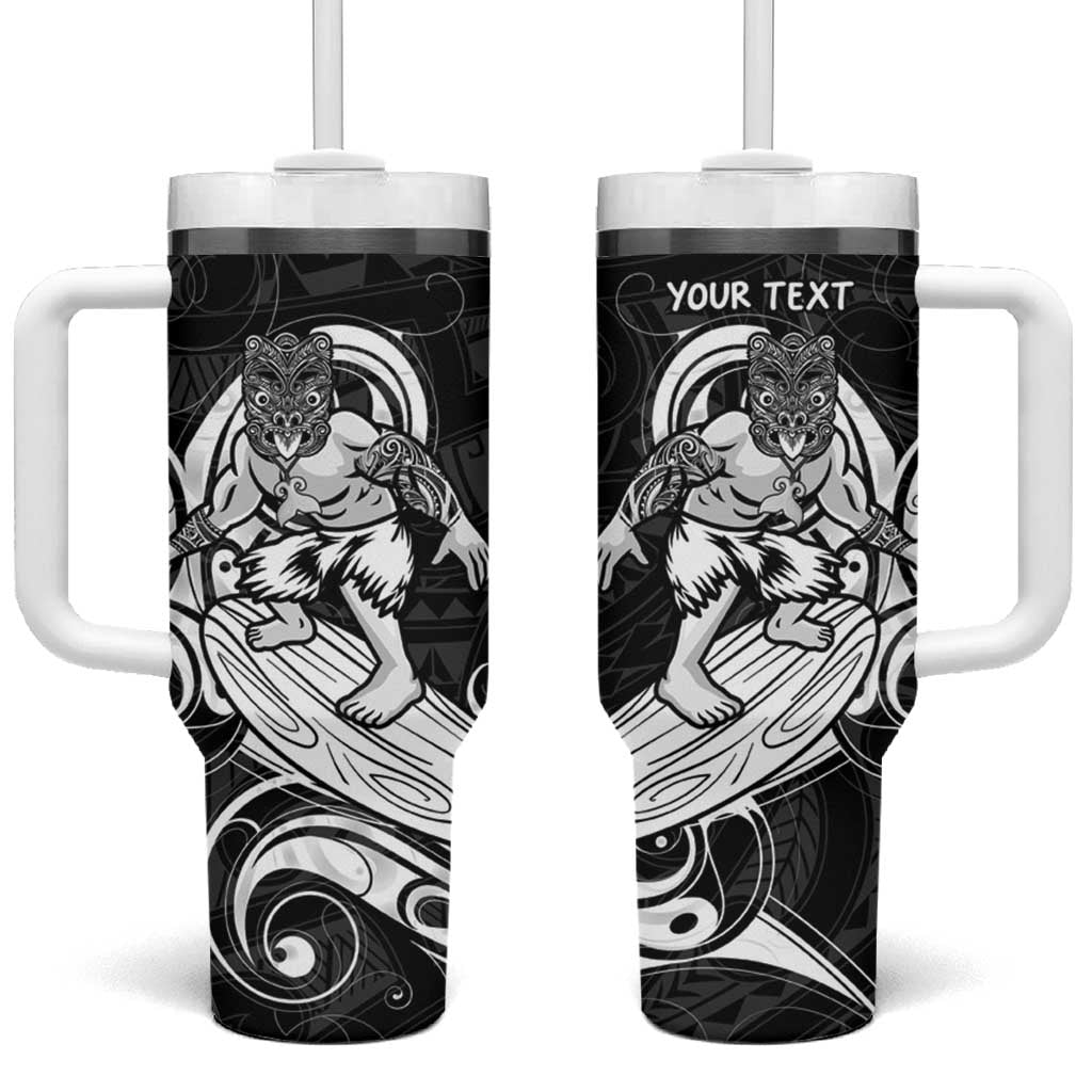 Personalised New Zealand Surfing Tumbler With Handle Aotearoa Maori Tiki Haka LT14 One Size: 40 oz Black - Polynesian Pride