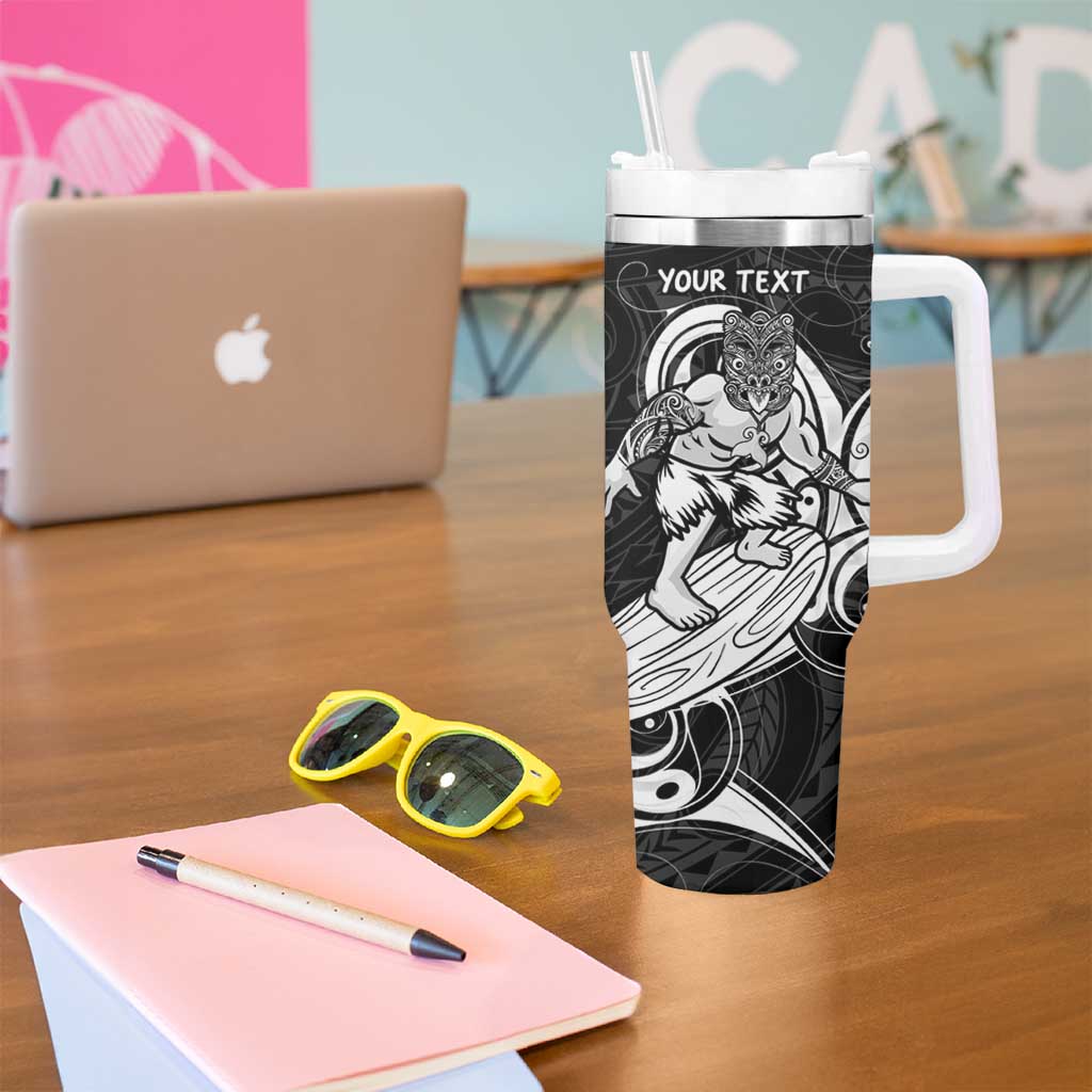 Personalised New Zealand Surfing Tumbler With Handle Aotearoa Maori Tiki Haka LT14 - Polynesian Pride