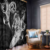 Personalised New Zealand Surfing Window Curtain Aotearoa Maori Tiki Haka LT14 - Polynesian Pride