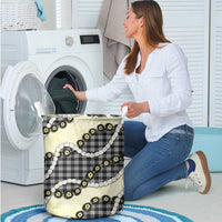 Black Palaka Hawaii Laundry Basket Kukui Nut Pikake Lei Hawaiian Tapa Pattern LT14 - Polynesian Pride