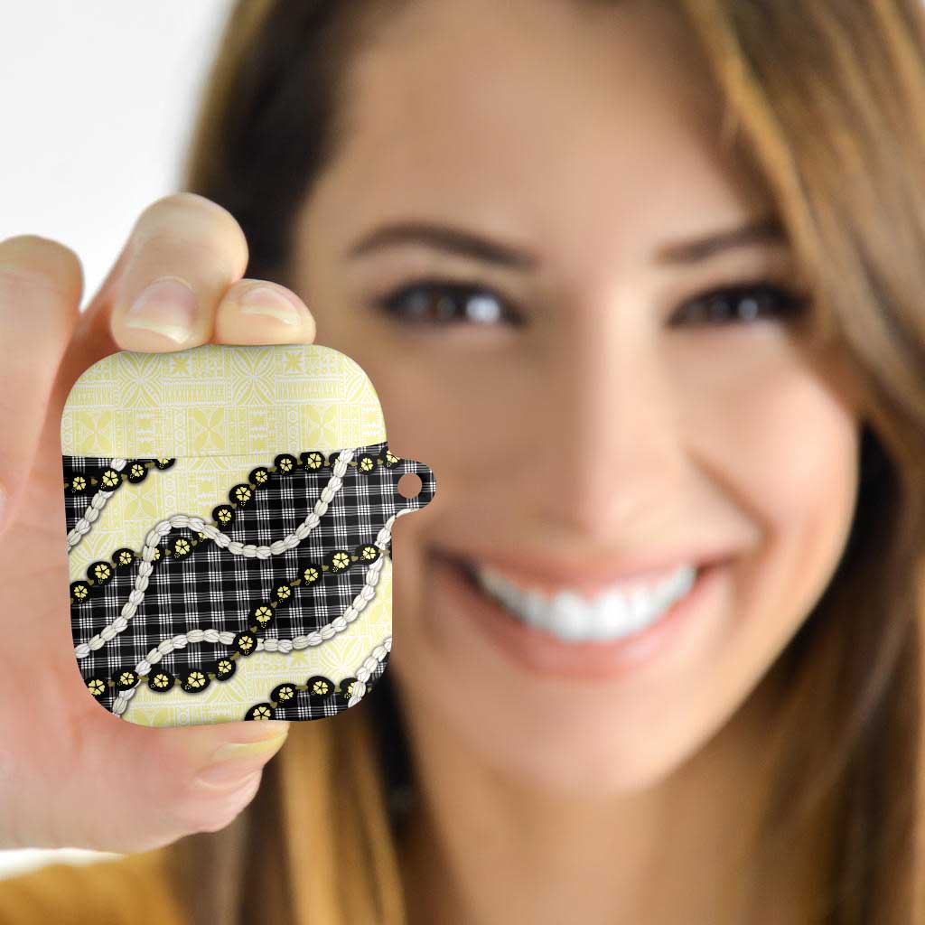 Black Palaka Hawaii AirPods Case Kukui Nut Pikake Lei Hawaiian Tapa Pattern LT14 - Polynesian Pride