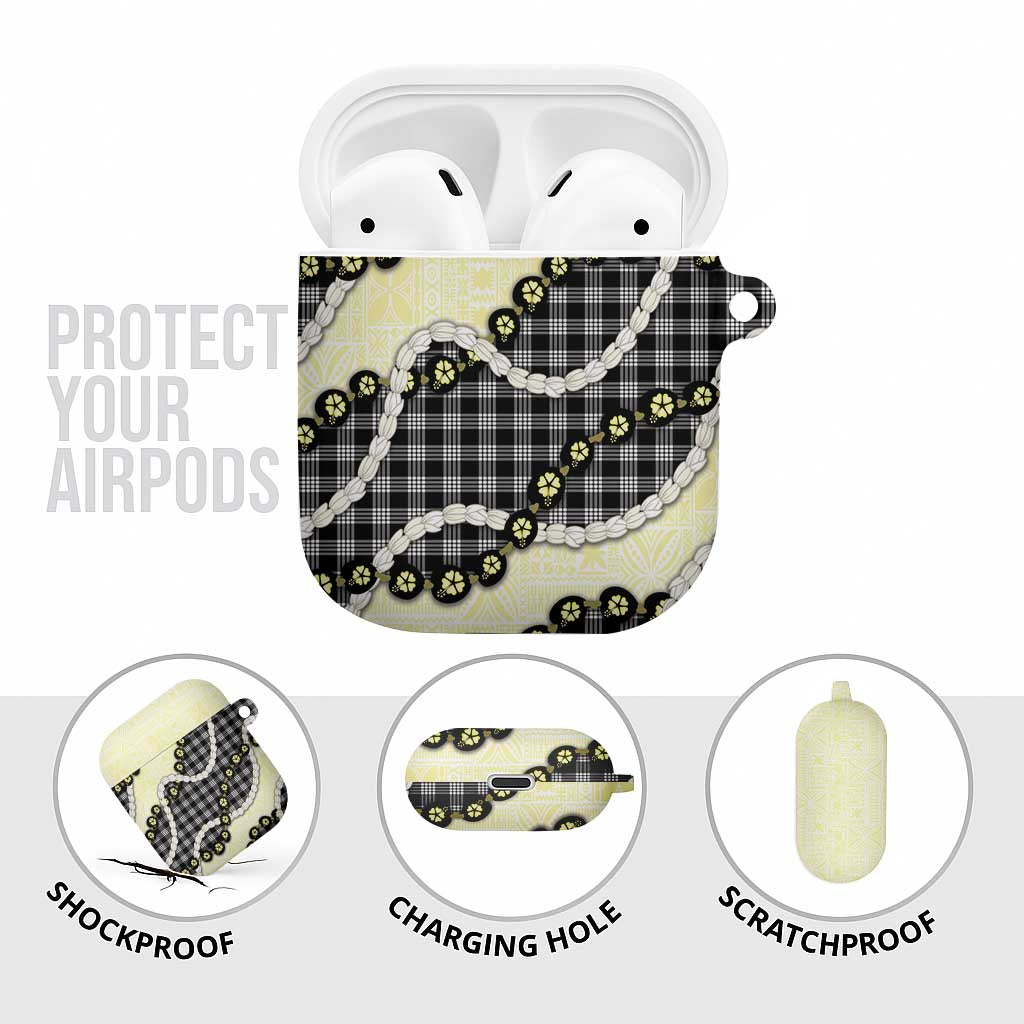 Black Palaka Hawaii AirPods Case Kukui Nut Pikake Lei Hawaiian Tapa Pattern LT14 - Polynesian Pride