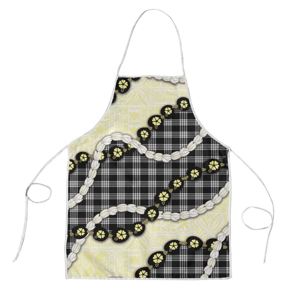 Black Palaka Hawaii Apron Kukui Nut Pikake Lei Hawaiian Tapa Pattern LT14 Black - Polynesian Pride