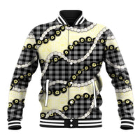 Black Palaka Hawaii Baseball Jacket Kukui Nut Pikake Lei Hawaiian Tapa Pattern LT14 Unisex Black - Polynesian Pride