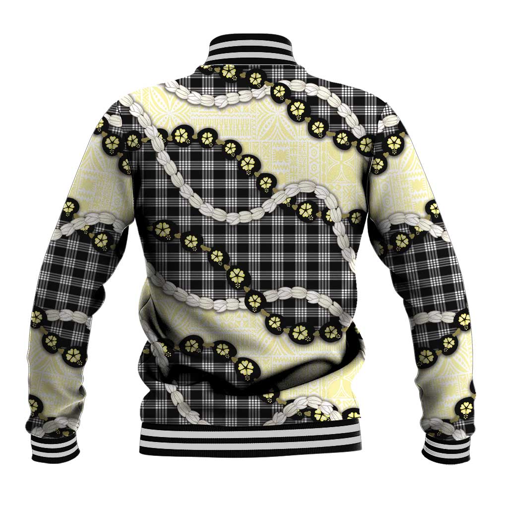 Black Palaka Hawaii Baseball Jacket Kukui Nut Pikake Lei Hawaiian Tapa Pattern LT14 - Polynesian Pride