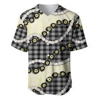 Black Palaka Hawaii Baseball Jersey Kukui Nut Pikake Lei Hawaiian Tapa Pattern - Polynesian Pride