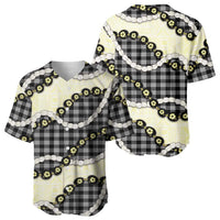 Black Palaka Hawaii Baseball Jersey Kukui Nut Pikake Lei Hawaiian Tapa Pattern - Polynesian Pride