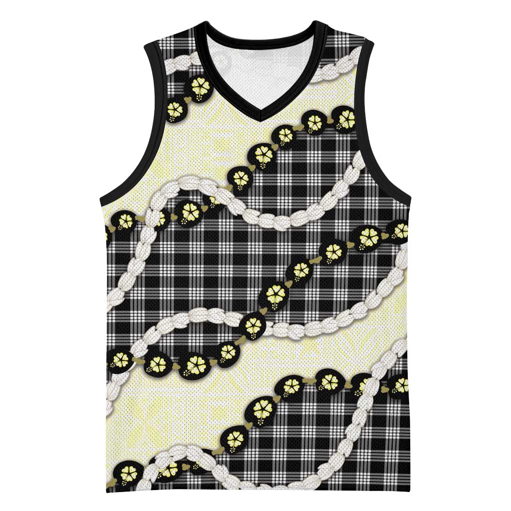 Black Palaka Hawaii Basketball Jersey Kukui Nut Pikake Lei Hawaiian Tapa Pattern LT14 Unisex Black - Polynesian Pride