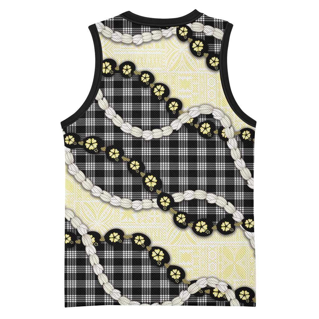 Black Palaka Hawaii Basketball Jersey Kukui Nut Pikake Lei Hawaiian Tapa Pattern LT14 - Polynesian Pride