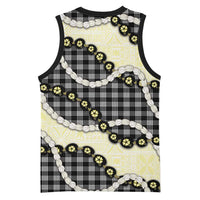 Black Palaka Hawaii Basketball Jersey Kukui Nut Pikake Lei Hawaiian Tapa Pattern LT14 - Polynesian Pride