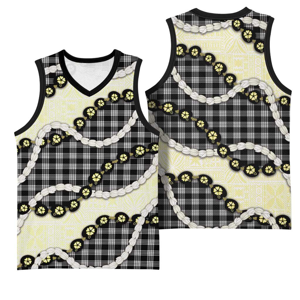 Black Palaka Hawaii Basketball Jersey Kukui Nut Pikake Lei Hawaiian Tapa Pattern LT14 - Polynesian Pride