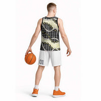 Black Palaka Hawaii Basketball Jersey Kukui Nut Pikake Lei Hawaiian Tapa Pattern LT14 - Polynesian Pride
