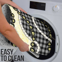 Black Palaka Hawaii Bathroom Set Kukui Nut Pikake Lei Hawaiian Tapa Pattern - Polynesian Pride