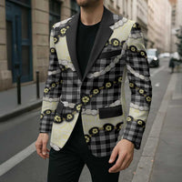 Black Palaka Hawaii Blazer Kukui Nut Pikake Lei Hawaiian Tapa Pattern - Polynesian Pride