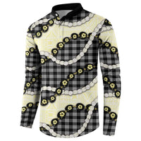 Black Palaka Hawaii Button Sweatshirt Kukui Nut Pikake Lei Hawaiian Tapa Pattern LT14 - Polynesian Pride