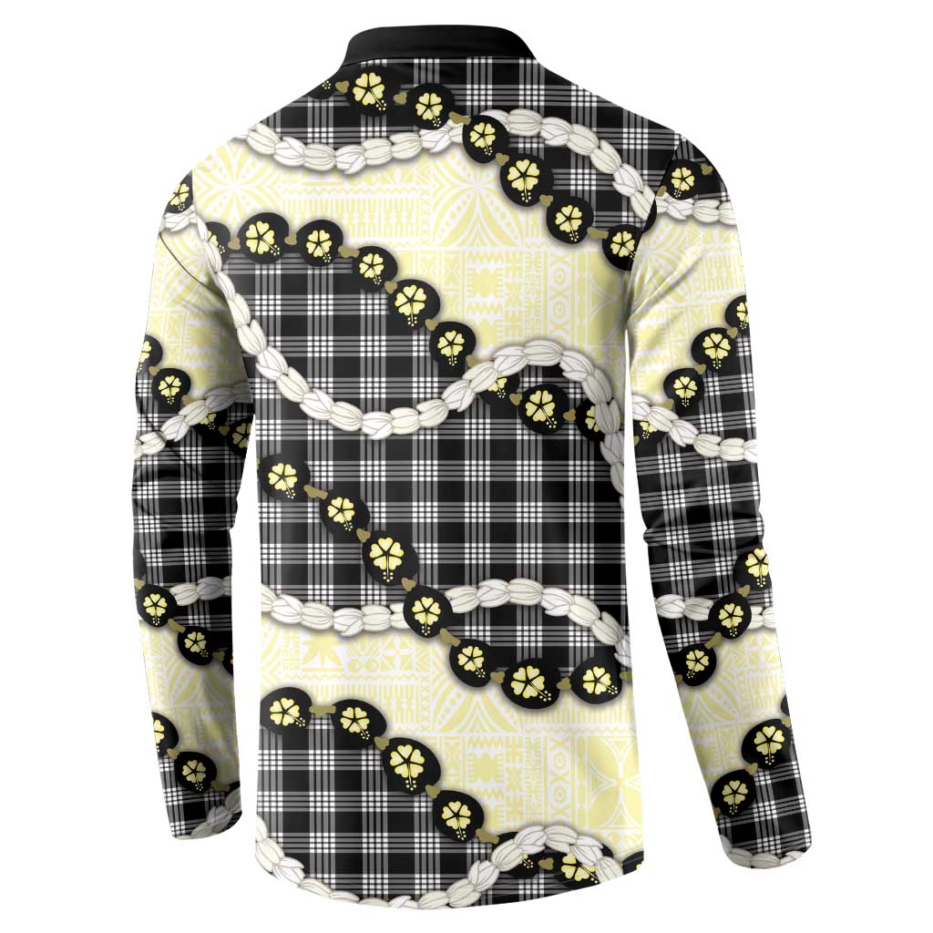 Black Palaka Hawaii Button Sweatshirt Kukui Nut Pikake Lei Hawaiian Tapa Pattern LT14 - Polynesian Pride