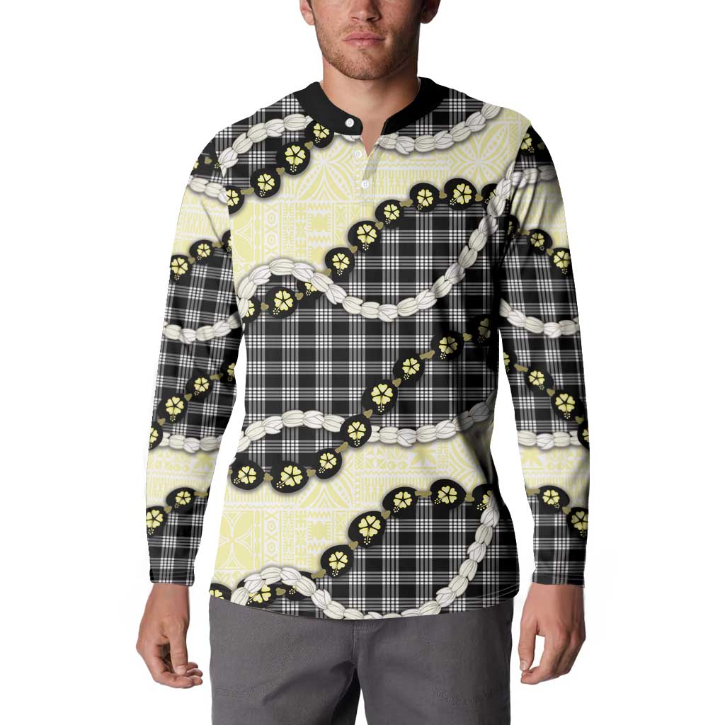 Black Palaka Hawaii Button Sweatshirt Kukui Nut Pikake Lei Hawaiian Tapa Pattern LT14 - Polynesian Pride