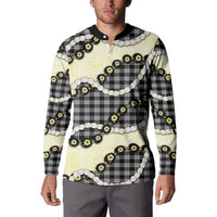 Black Palaka Hawaii Button Sweatshirt Kukui Nut Pikake Lei Hawaiian Tapa Pattern LT14 - Polynesian Pride