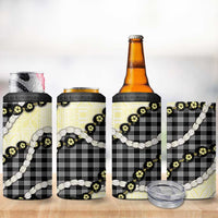 Black Palaka Hawaii 4 in 1 Can Cooler Tumbler Kukui Nut Pikake Lei Hawaiian Tapa Pattern - Polynesian Pride