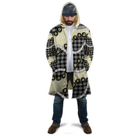 Black Palaka Hawaii Cloak Kukui Nut Pikake Lei Hawaiian Tapa Pattern - Polynesian Pride