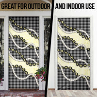 Black Palaka Hawaii Door Cover Kukui Nut Pikake Lei Hawaiian Tapa Pattern - Polynesian Pride