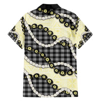 Black Palaka Hawaii Family Matching Short Sleeve Bodycon Dress and Hawaiian Shirt Kukui Nut Pikake Lei Hawaiian Tapa Pattern - Polynesian Pride
