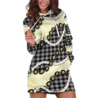 Black Palaka Hawaii Hoodie Dress Kukui Nut Pikake Lei Hawaiian Tapa Pattern LT14 Black - Polynesian Pride