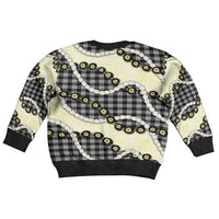 Black Palaka Hawaii Kid Ugly Christmas Sweater Kukui Nut Pikake Lei Hawaiian Tapa Pattern LT14 - Polynesian Pride