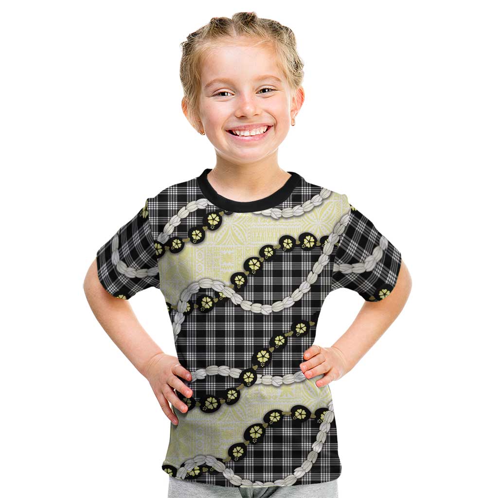 Black Palaka Hawaii Kid T Shirt Kukui Nut Pikake Lei Hawaiian Tapa Pattern LT14 Black - Polynesian Pride