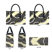 Black Palaka Hawaii Leather Bag Kukui Nut Pikake Lei Hawaiian Tapa Pattern - Polynesian Pride