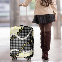 Black Palaka Hawaii Luggage Cover Kukui Nut Pikake Lei Hawaiian Tapa Pattern - Polynesian Pride