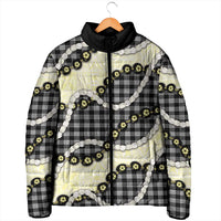 Black Palaka Hawaii Padded Jacket Kukui Nut Pikake Lei Hawaiian Tapa Pattern LT14 - Polynesian Pride