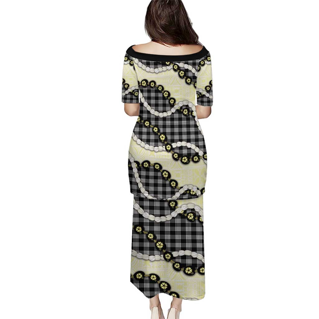 Black Palaka Hawaii Puletasi Kukui Nut Pikake Lei Hawaiian Tapa Pattern LT14 - Polynesian Pride