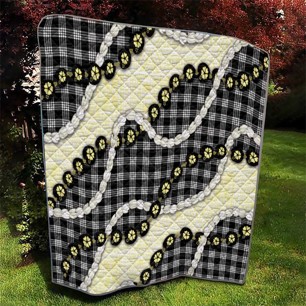 Black Palaka Hawaii Quilt Kukui Nut Pikake Lei Hawaiian Tapa Pattern - Polynesian Pride