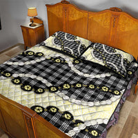 Black Palaka Hawaii Quilt Bed Set Kukui Nut Pikake Lei Hawaiian Tapa Pattern - Polynesian Pride