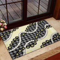 Black Palaka Hawaii Rubber Doormat Kukui Nut Pikake Lei Hawaiian Tapa Pattern LT14 - Polynesian Pride