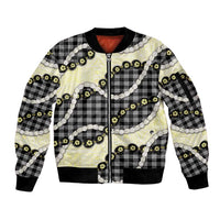 Black Palaka Hawaii Sleeve Zip Bomber Jacket Kukui Nut Pikake Lei Hawaiian Tapa Pattern LT14 Unisex Black - Polynesian Pride