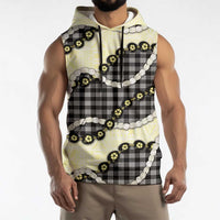 Black Palaka Hawaii Sleeveless Hoodie Kukui Nut Pikake Lei Hawaiian Tapa Pattern LT14 - Polynesian Pride